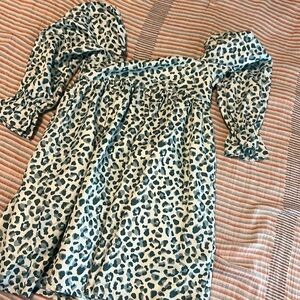 Janie and Jack teal leopard dress